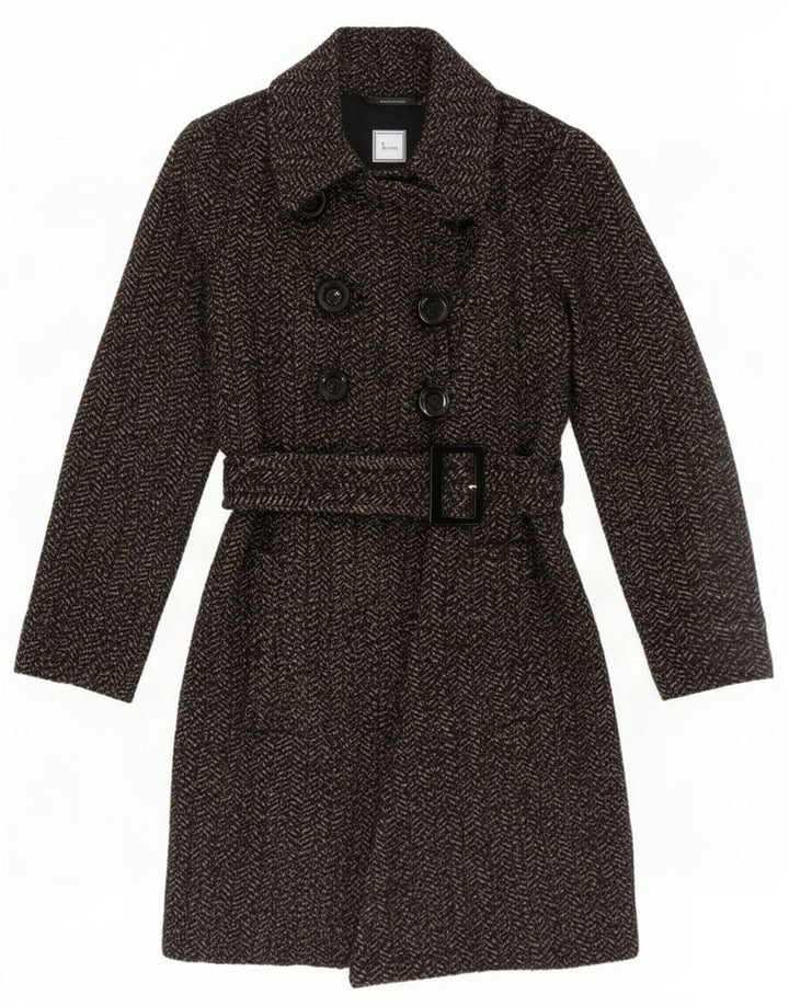 Zara Mujer Abrigo De Doble Botonadura UK 10 Small Grey Herringbone