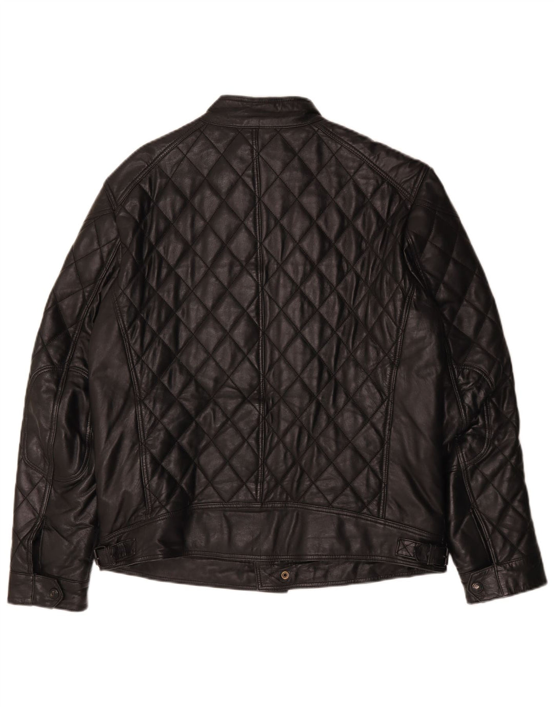 Vintage hombres chaqueta de cuero acolchado IT 50 cuero negro grande