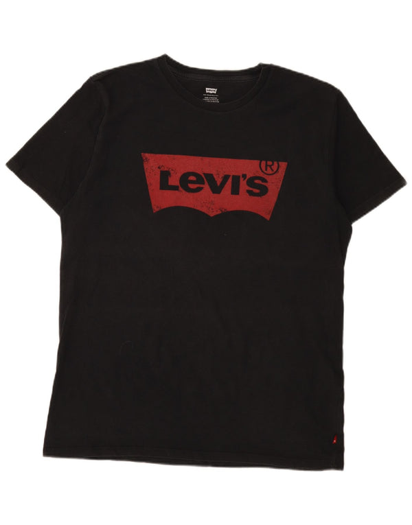 Levi's Camiseta gráfica para hombre Top grande de algodón negro