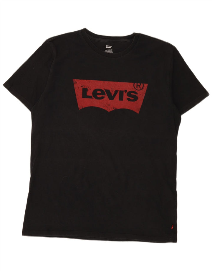 Levi's Camiseta gráfica para hombre Top grande de algodón negro