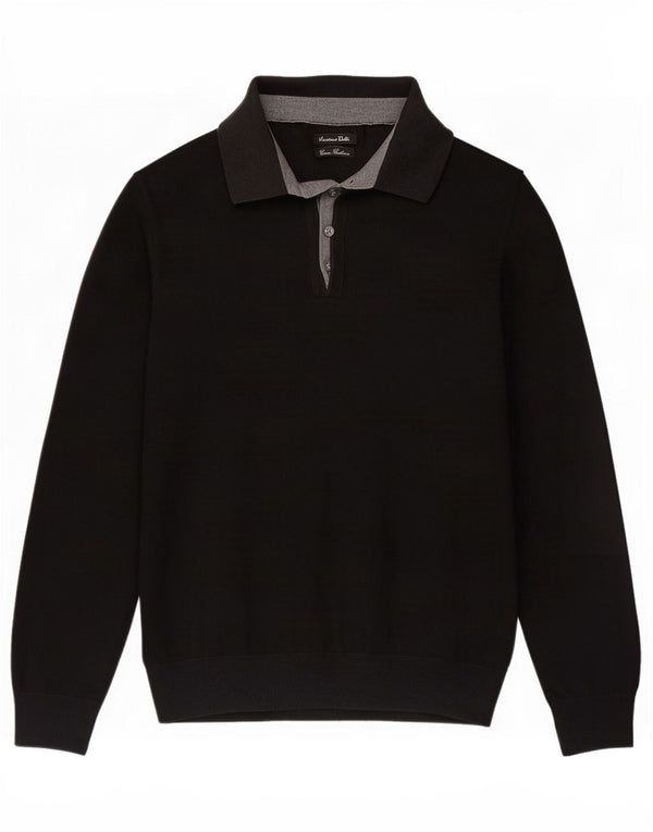 Jersey tipo jersey con cuello polo para hombre Massimo Dutti Negro mediano
