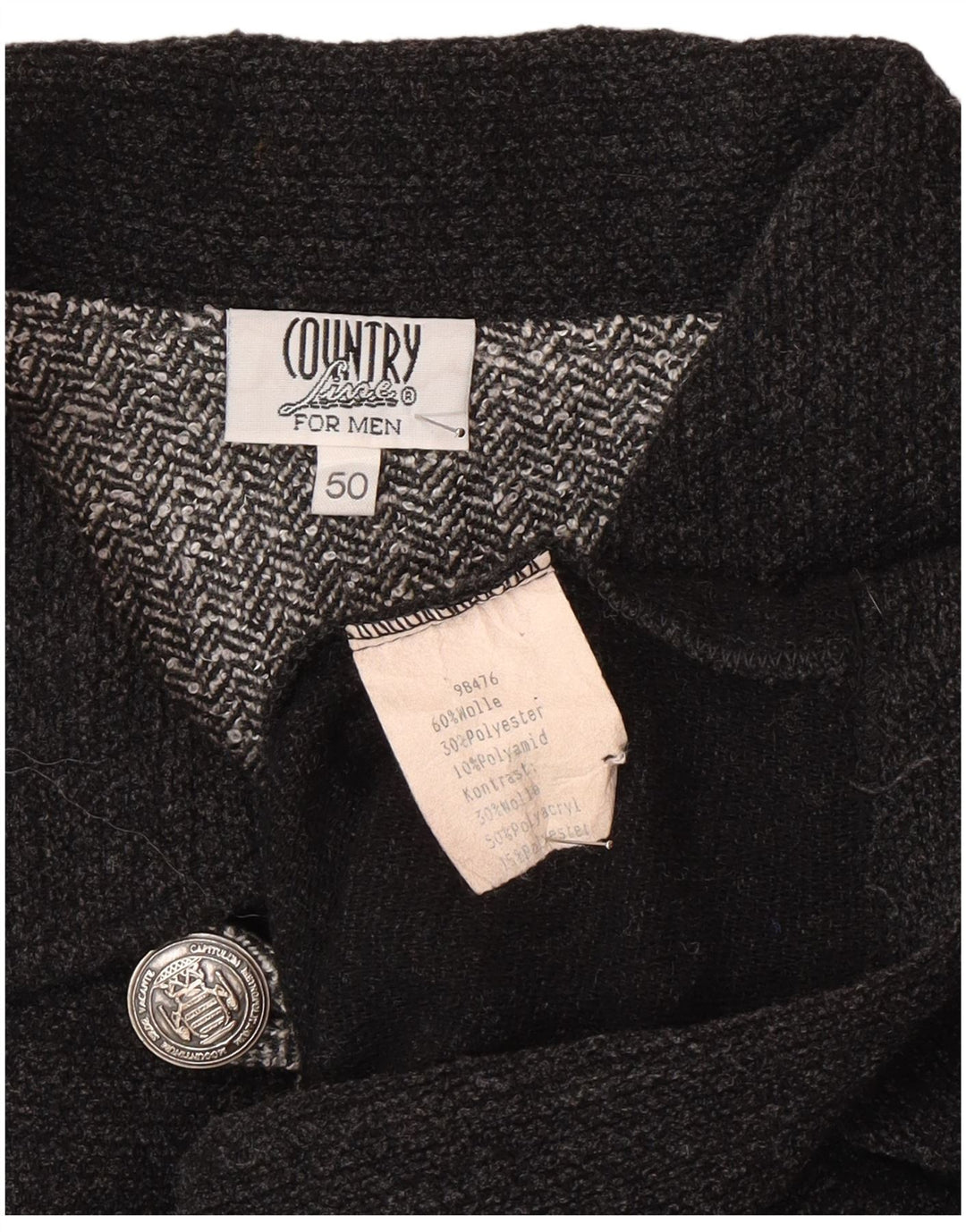 Country Hombre Polo Cuello Jersey Jersey IT 50 Lana Gris Medio