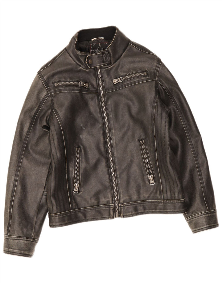 Dognose Chaqueta Bomber de Cuero para Niños 10-11 Años Negro