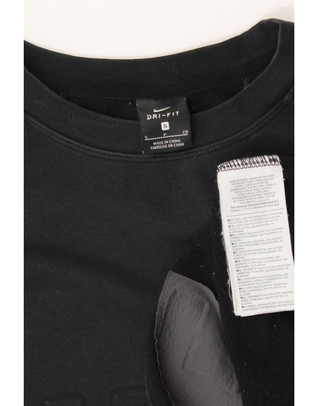 NIKE Mujer Oversize Crop Graphic Sudadera Jumper UK 10 Small Negro