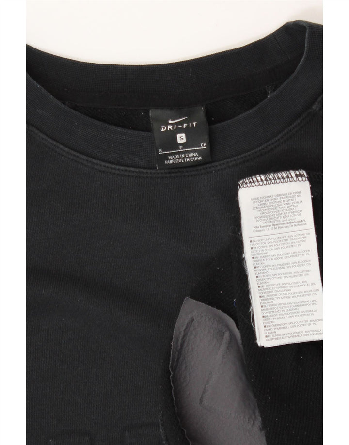 NIKE Mujer Oversize Crop Graphic Sudadera Jumper UK 10 Small Negro