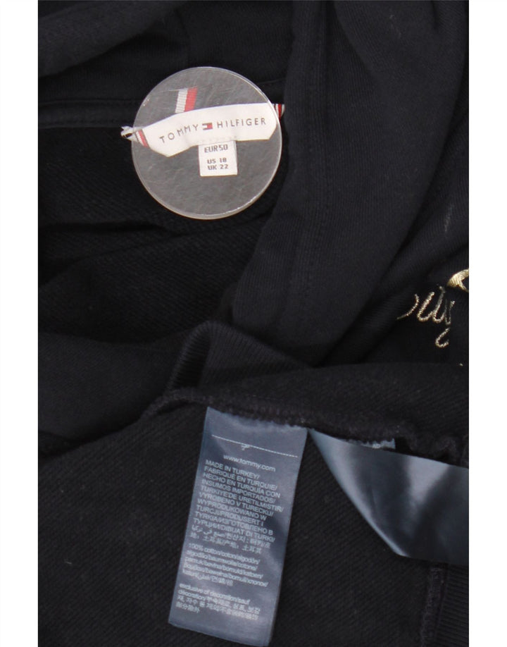 TOMMY HILFIGER Jersey con capucha gráfico para mujer UK 22 3XL Algodón azul marino