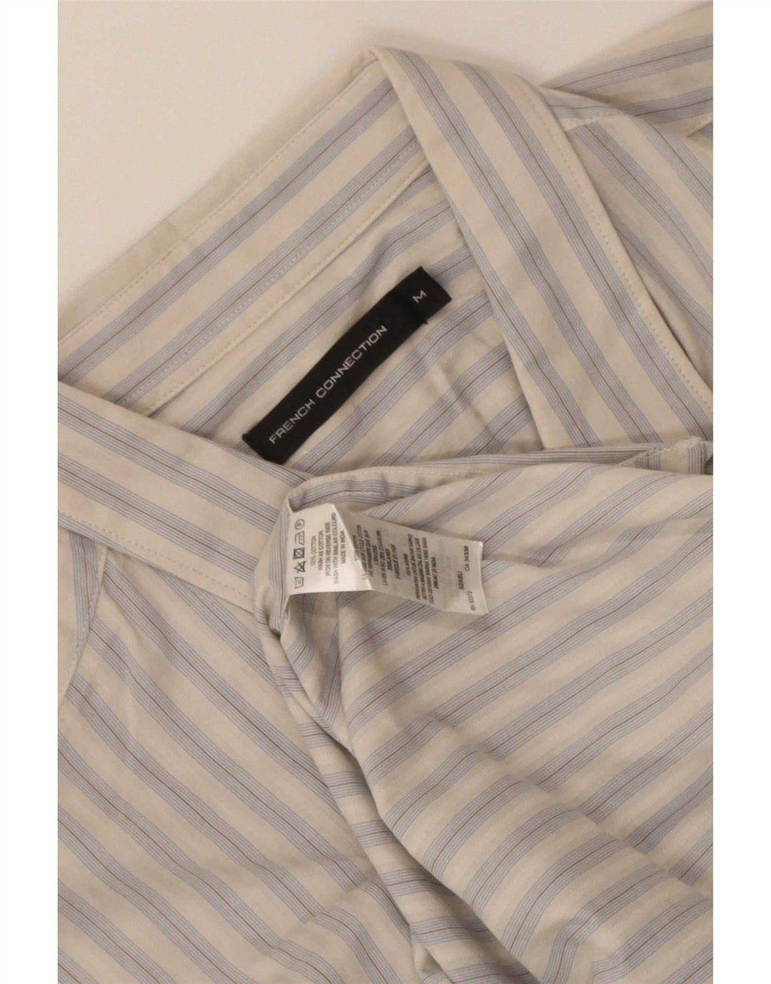 Camisa de hombre French Connection de algodón a rayas blancas medianas