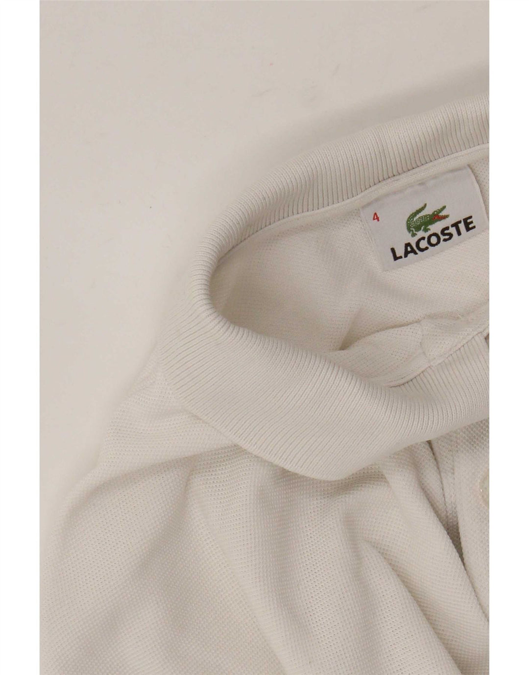 Lacoste Polo de manga larga para hombre talla 4 mediano algodón blanco
