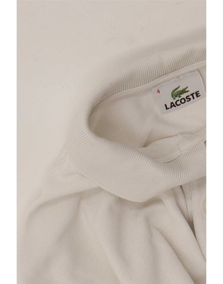 Lacoste Polo de manga larga para hombre talla 4 mediano algodón blanco