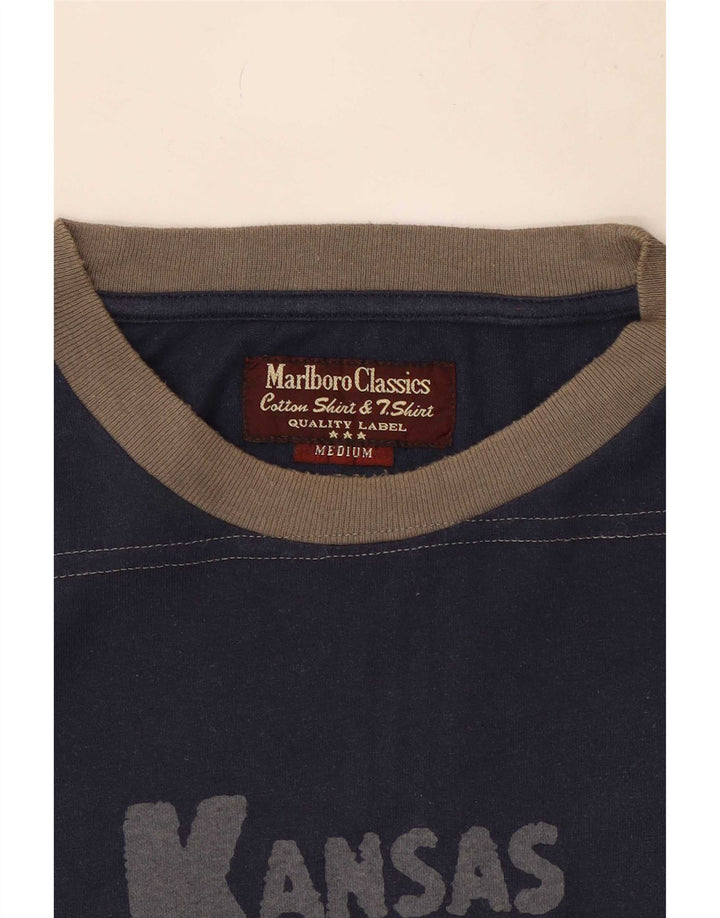 Marlboro Classics Camiseta gráfica para hombre Top Medium Azul marino Algodón