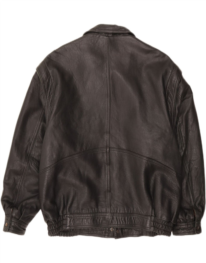 Vintage chaqueta de cuero para hombre Reino Unido 44 2XL cuero negro