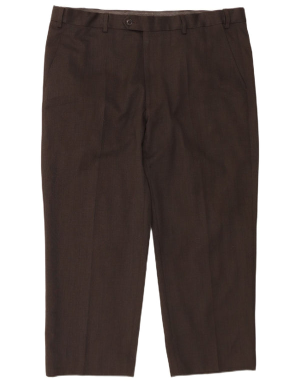 Marks & Spencer Pantalón de traje de corte regular para hombre W38 L25 Poliéster gris