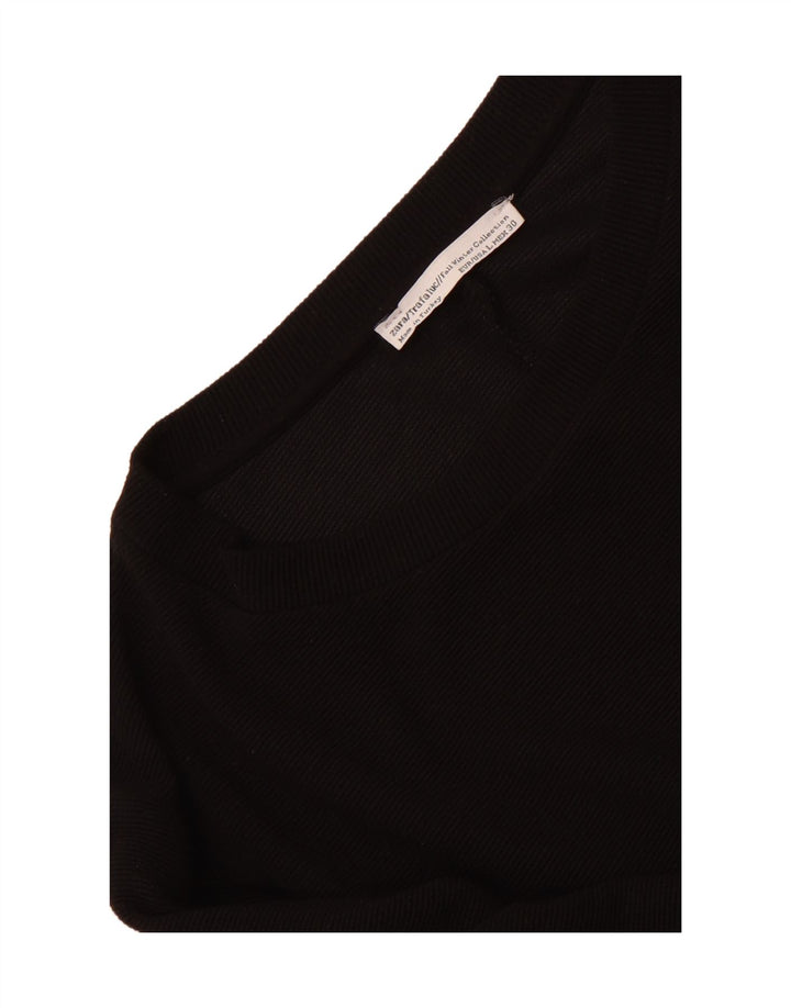 Zara Vestido recto de manga 3/4 para mujer UK 44 Grande Negro