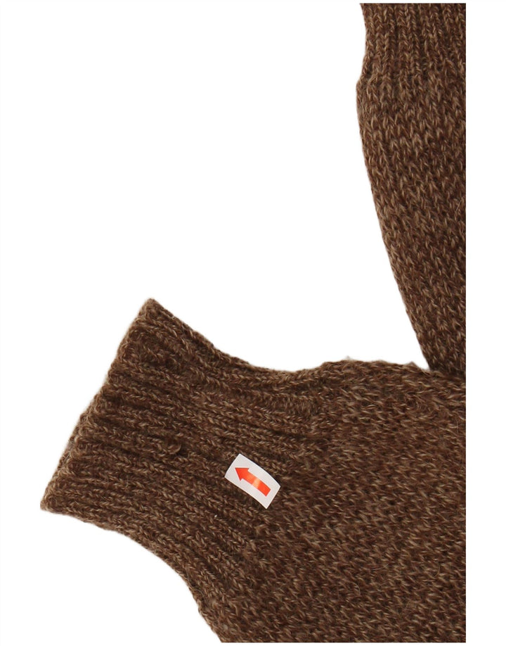 VINTAGE suéter cárdigan para hombre pequeño marrón moteado