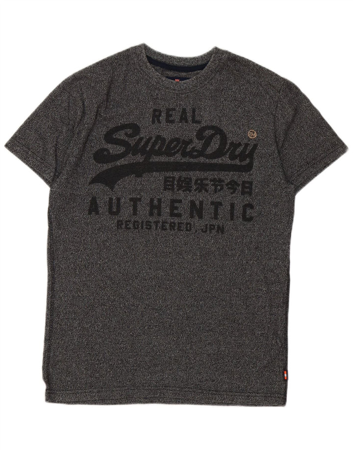Superdry Camiseta estampada de algodón moteado en gris medio para hombre