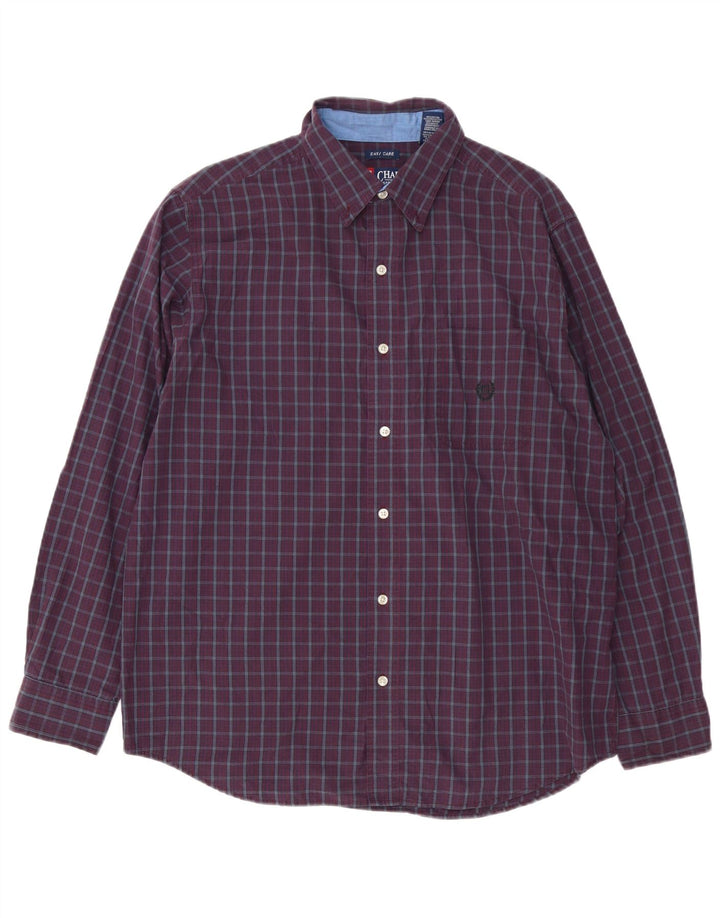 Chaps Camisa de fácil cuidado para hombre de algodón a cuadros burdeos grande