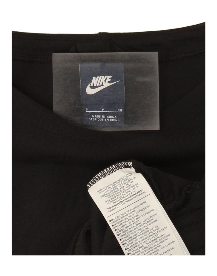 Nike Mujer Crop Sudadera Jumper UK 10 Pequeño Algodón Negro