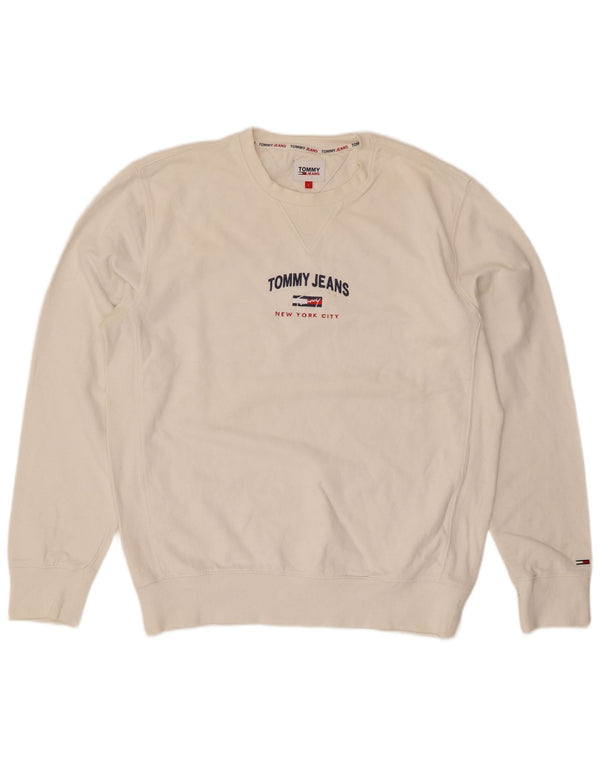 Tommy Hilfiger Hombre Gráfico Regular Fit Sudadera Jumper Grande Blanco