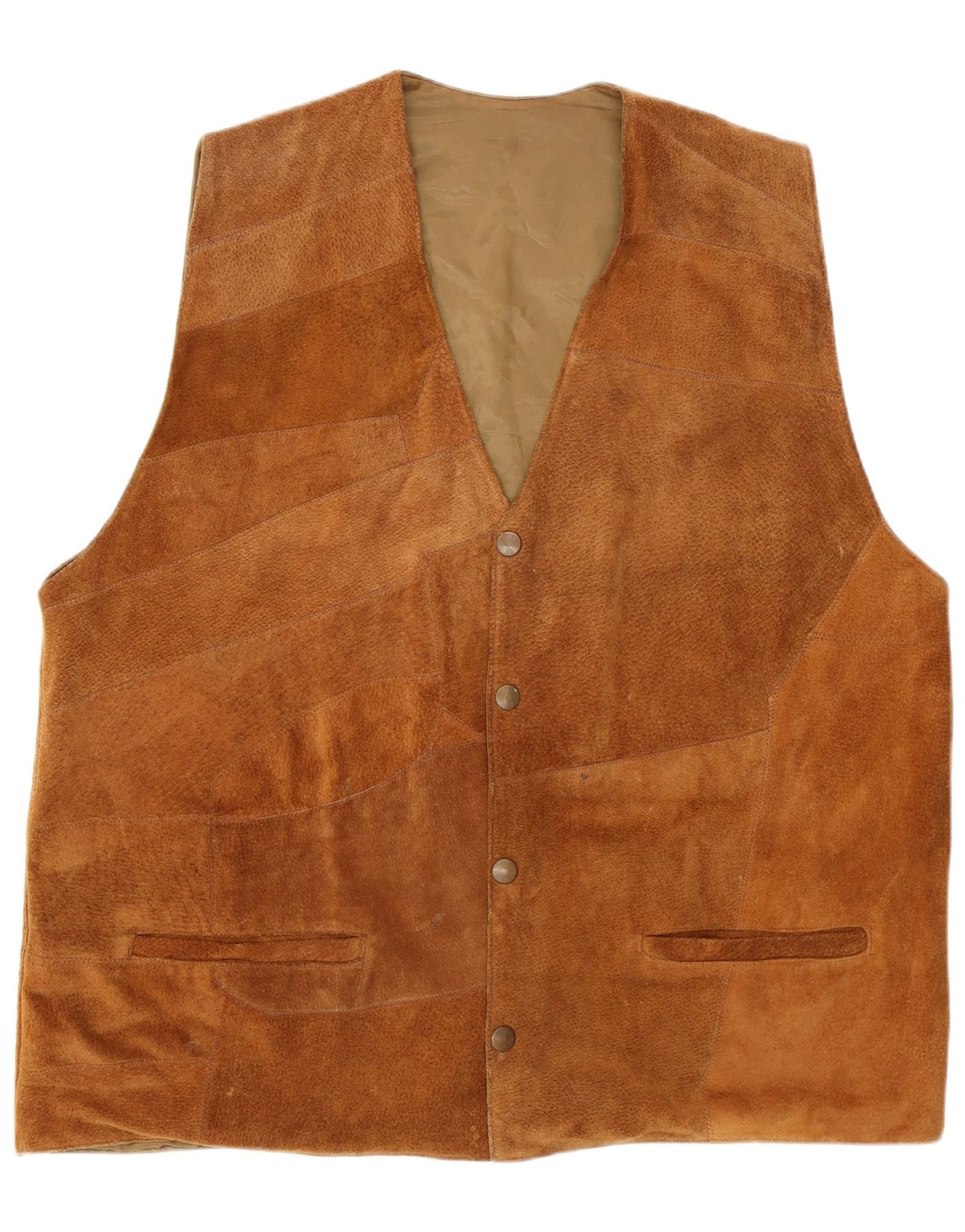 Chaleco vintage de ante para hombre XL Marrón