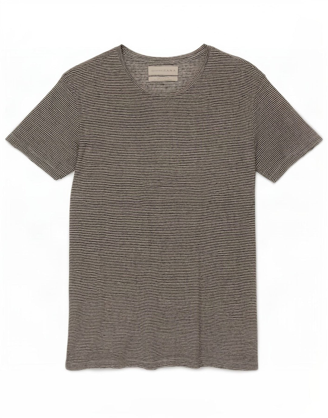 Zara Hombre Camiseta Top Small Blanco Rayas Lino
