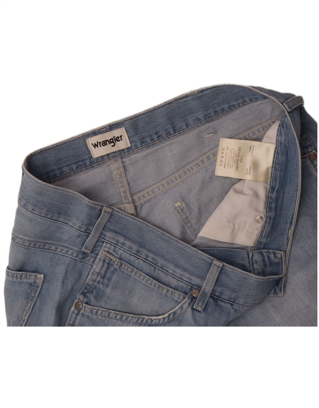 WRANGLER Shorts vaqueros para hombre W33 Algodón azul medio