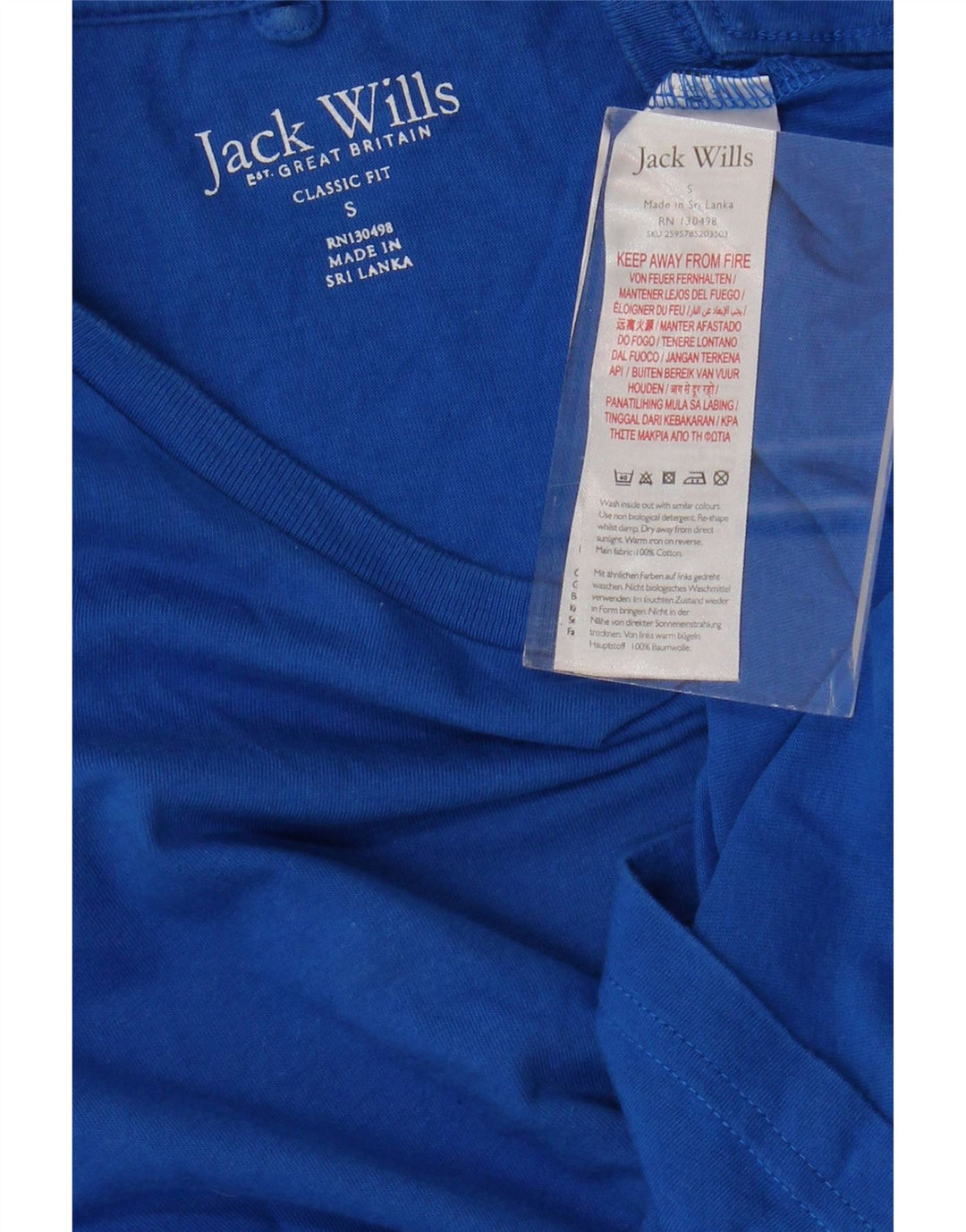 JACK WILLS Camiseta de corte clásico para hombre Top Small Blue Cotton