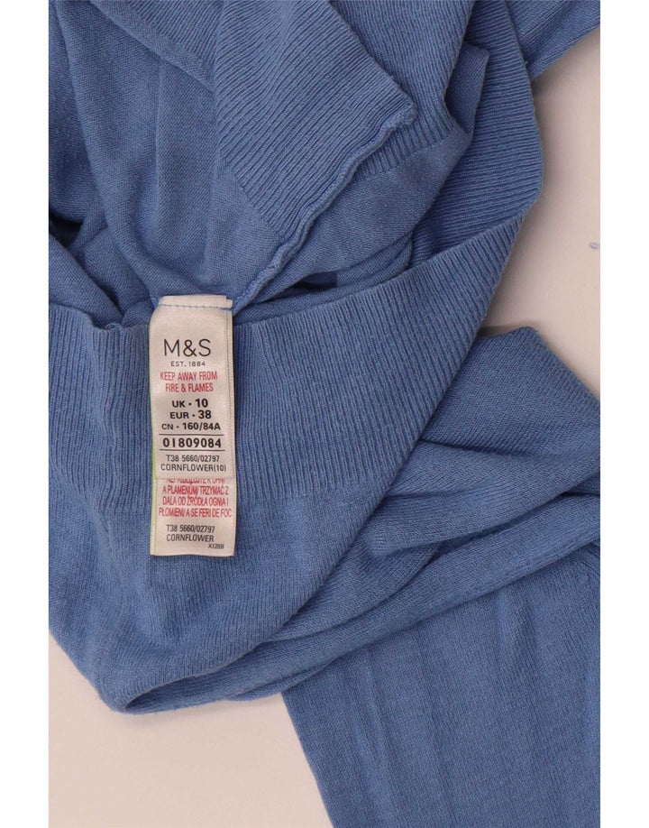 Marks & Spencer Suéter tipo cárdigan corto para mujer UK 10 Small Viscosa azul
