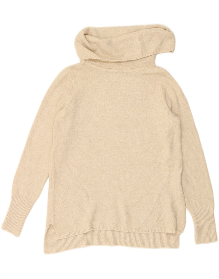 DKNY Womens Roll Neck Jumper Sweater UK 14 Medium Beige Acrylic Vintage Dkny and Second-Hand Dkny from Messina Hembry 