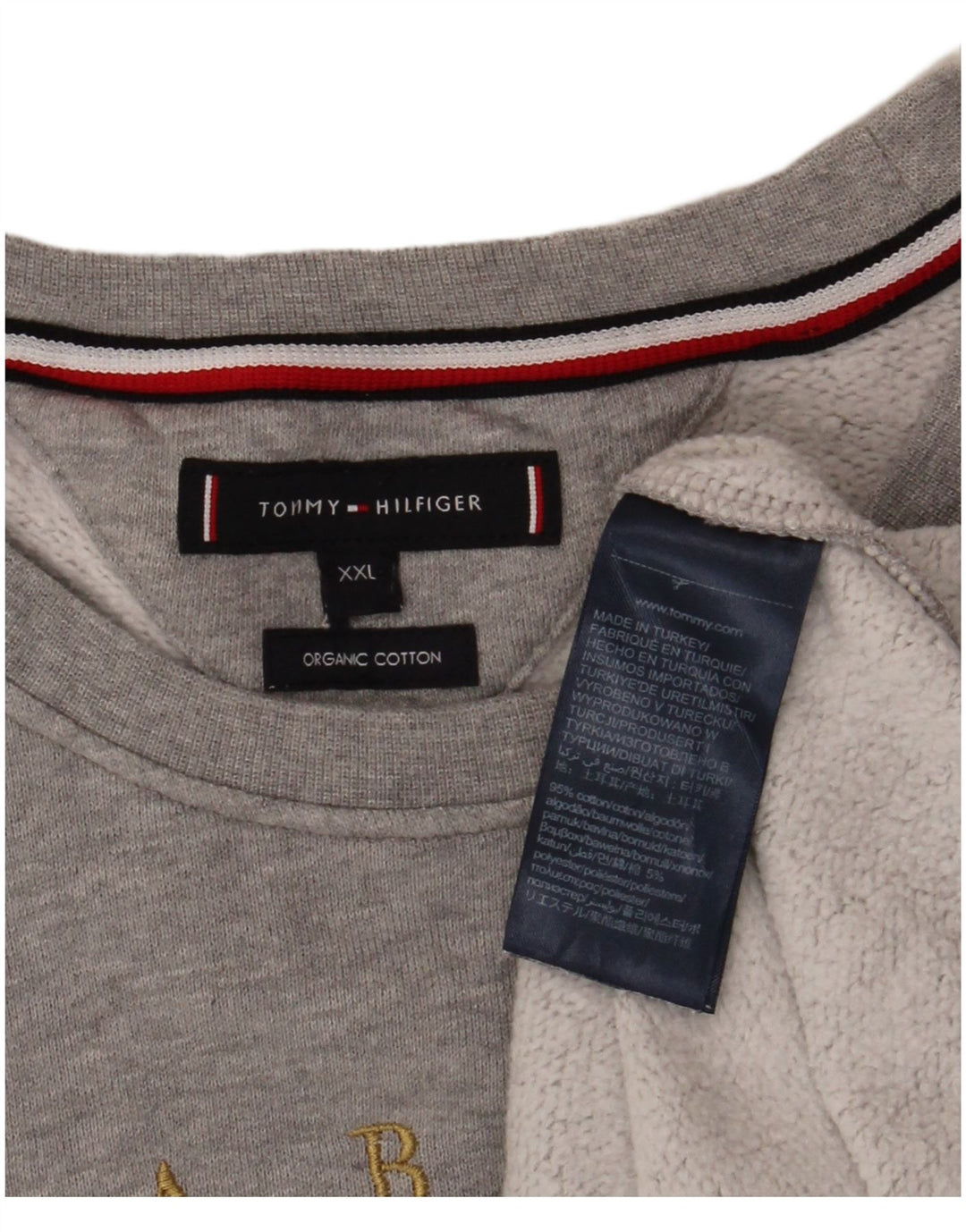 Tommy Hilfiger Sudadera gráfica para hombre Jumper 2XL Gris Colorblock Algodón
