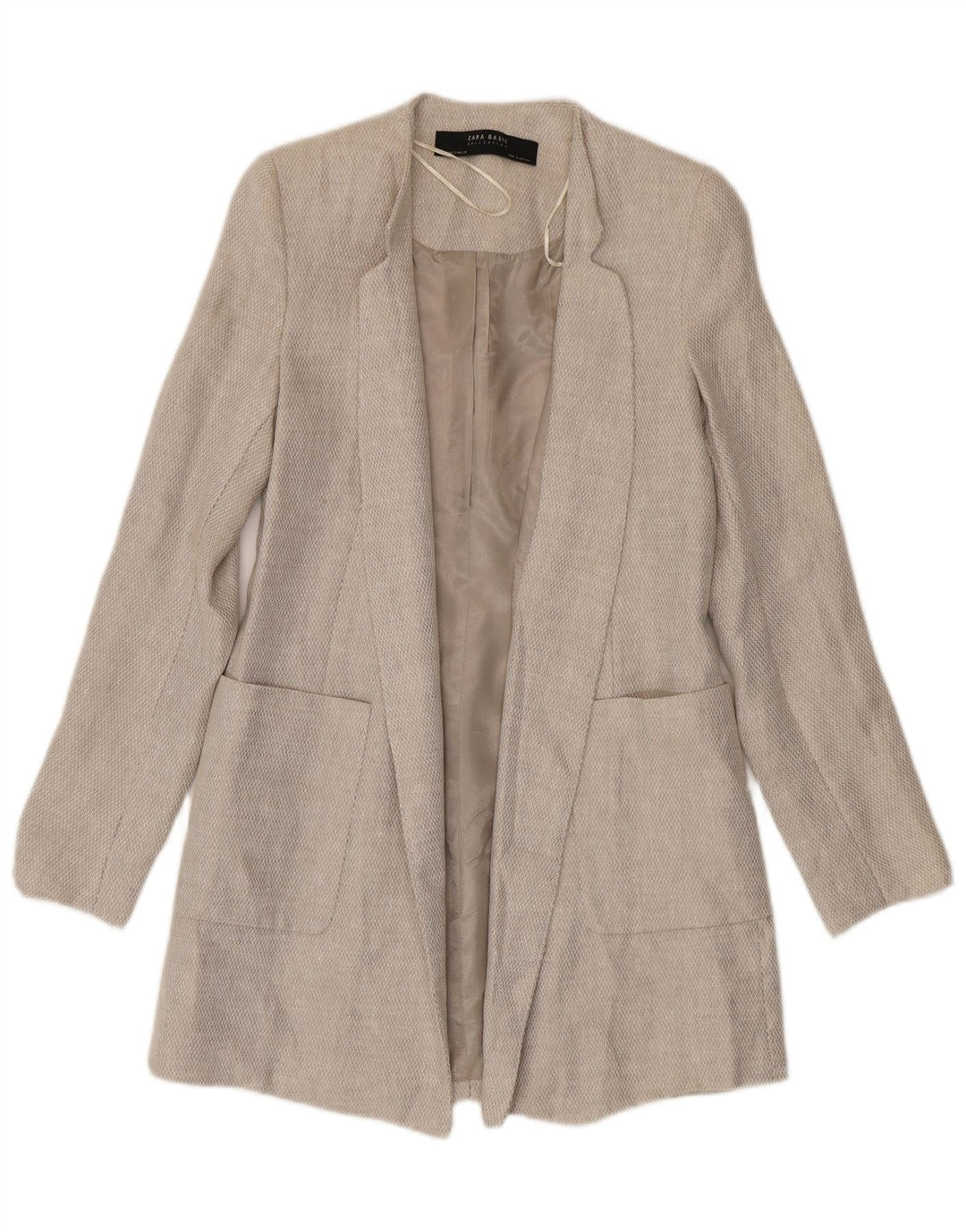 Zara Mujer Abrigo Abierto UK 10 Small Beige Linen