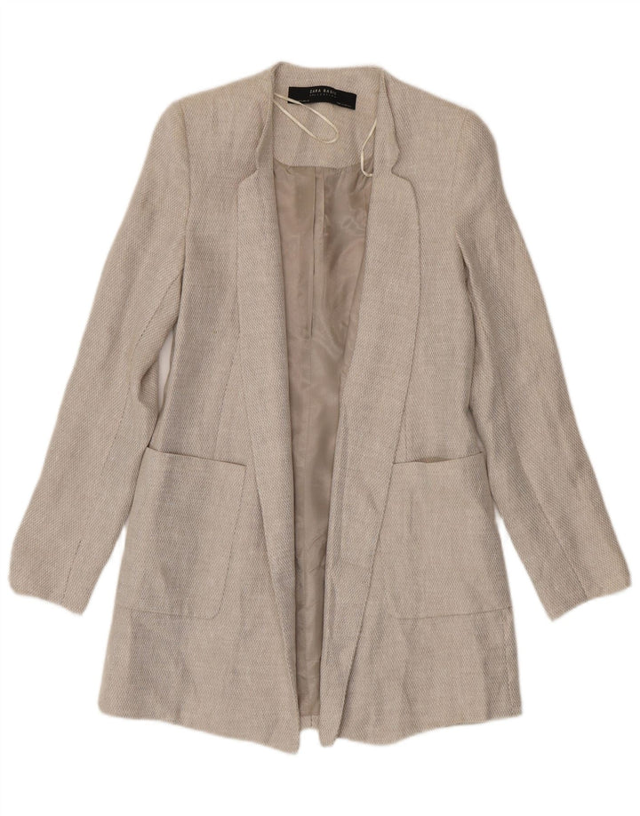 Zara Mujer Abrigo Abierto UK 10 Small Beige Linen
