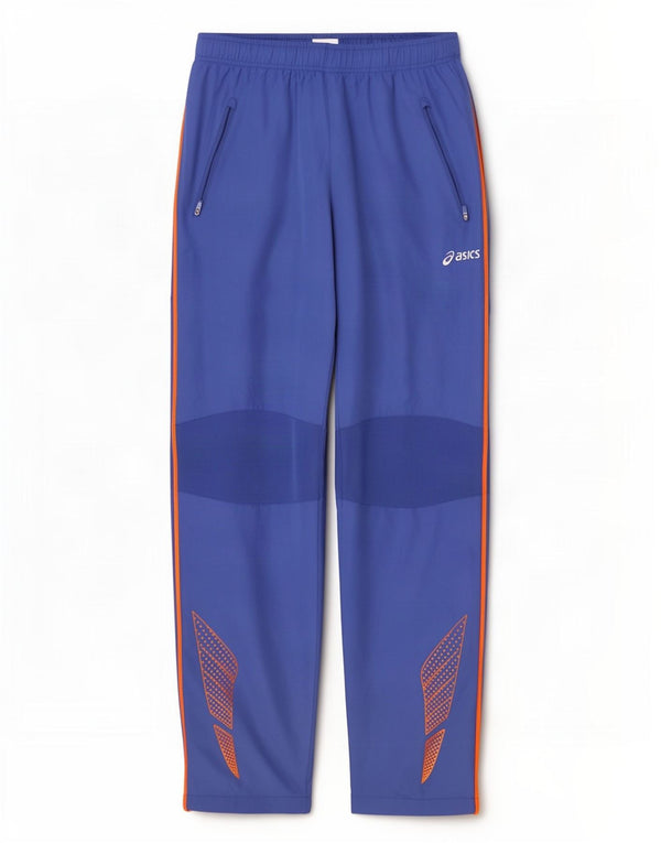 Asics Hombre Pantalones De Chándal Gráfico Grande Azul Colorblock Poliéster