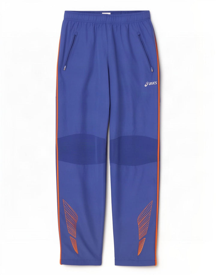 Asics Hombre Pantalones De Chándal Gráfico Grande Azul Colorblock Poliéster