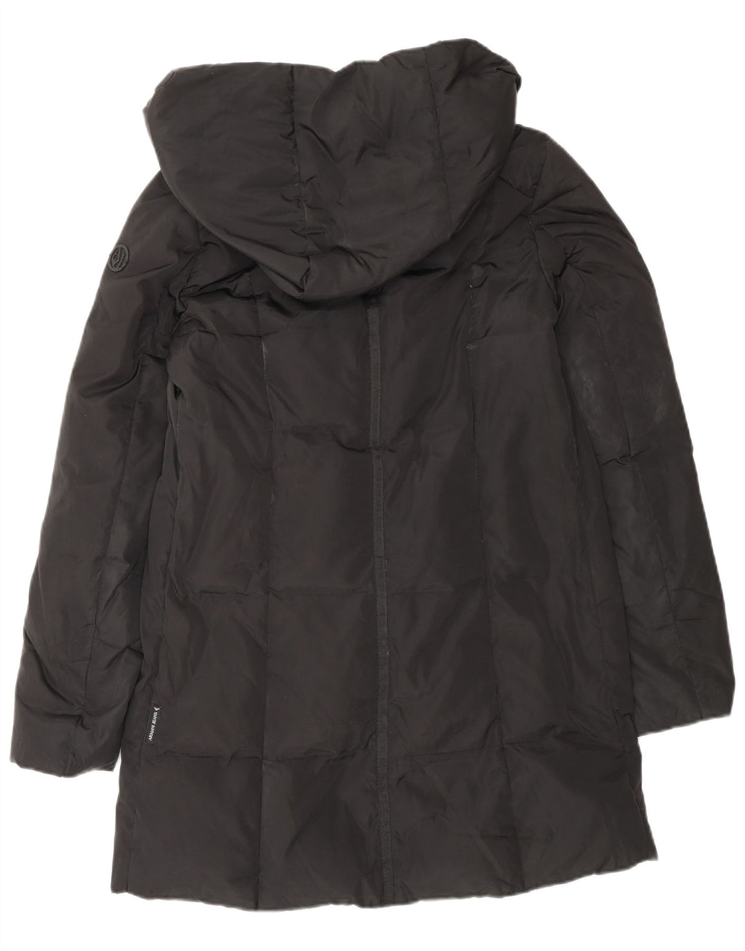ARMANI JEANS Abrigo acolchado extragrande con capucha para mujer IT 38 XS Poliéster negro