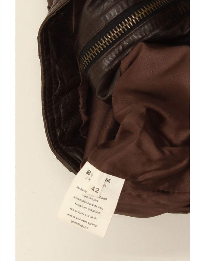 Chaqueta de cuero vintage para mujer IT 42 cuero marrón medio