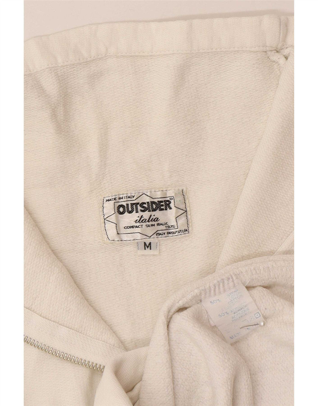 Outsider Sudadera con gráfico y cuello con cremallera para hombre Jersey tipo jersey de algodón blanco medio