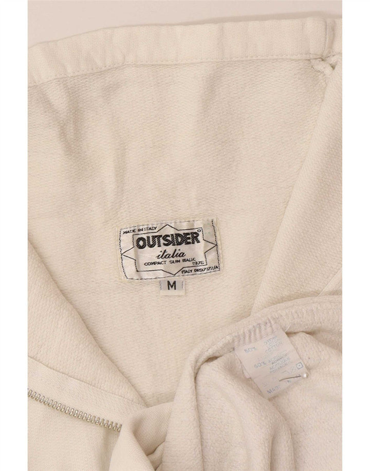 Outsider Sudadera con gráfico y cuello con cremallera para hombre Jersey tipo jersey de algodón blanco medio