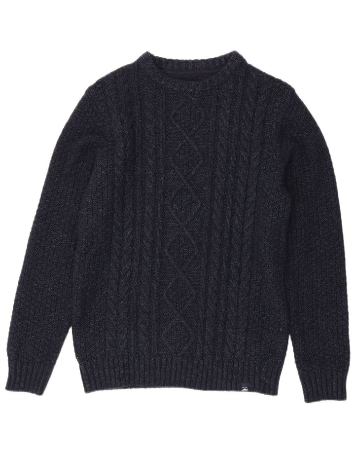 Jersey con cuello barco para hombre de Fat Face, talla pequeña, de lana azul marino