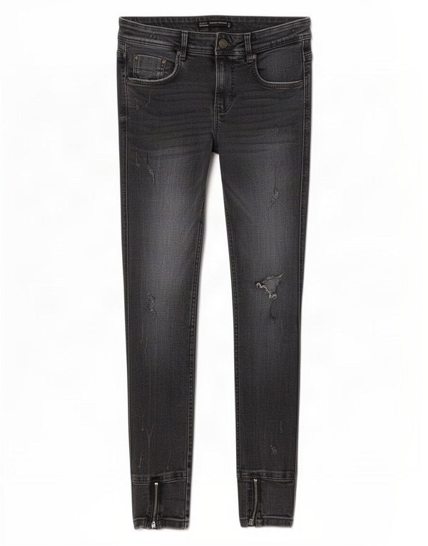 Zara Vaqueros pitillo desgastados Trafaluc para mujer EU 36 XS W26 L27 Gris