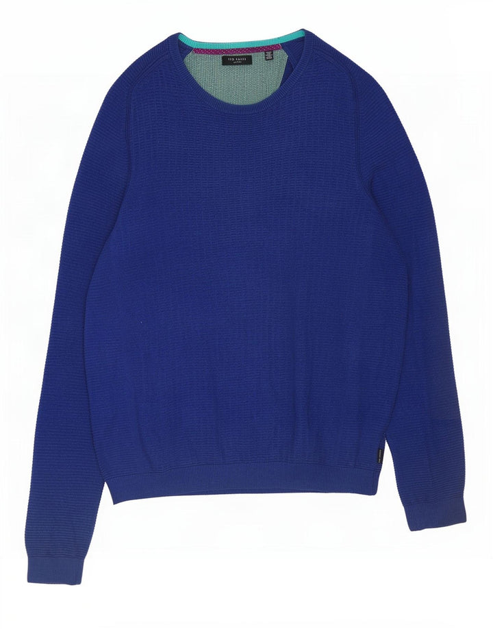 Ted Baker - Jersey para hombre con cuello barco, talla grande, algodón azul
