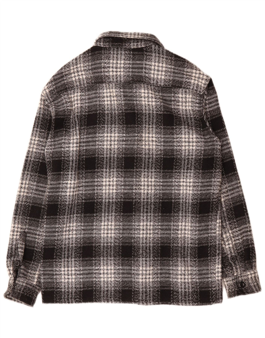 Vintage hombres sobrecamisa franela camisa mediana negro cheque algodón