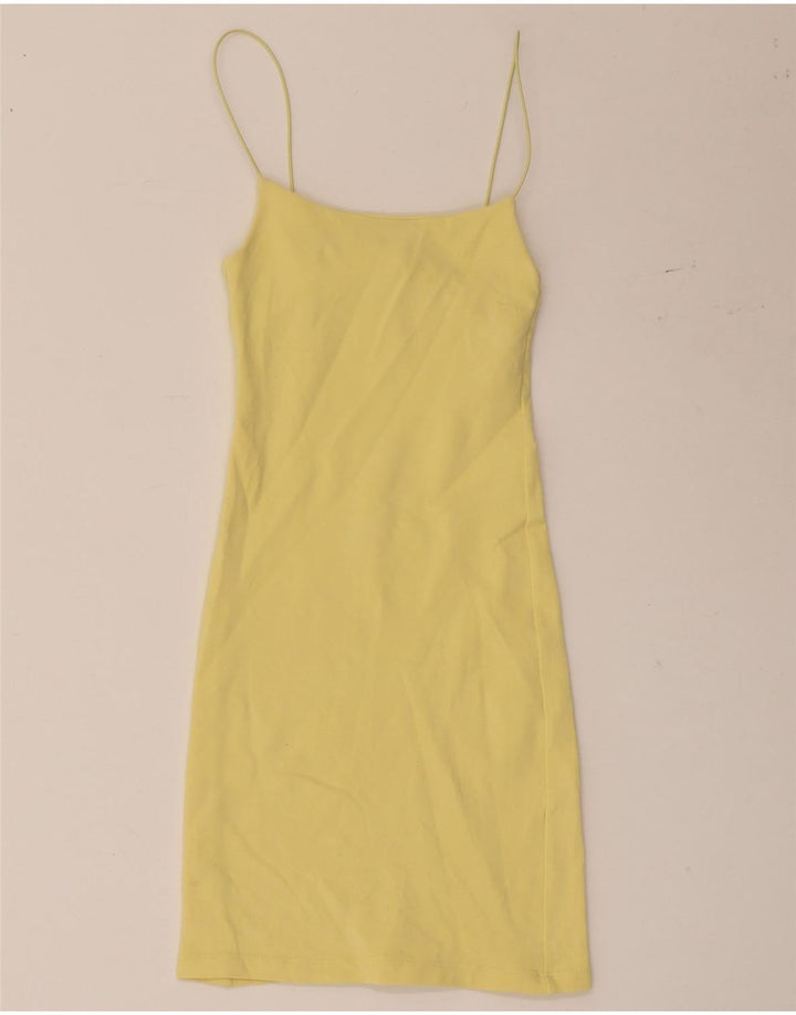 Zara Mujer Vestido Slip UK 8 Small Amarillo