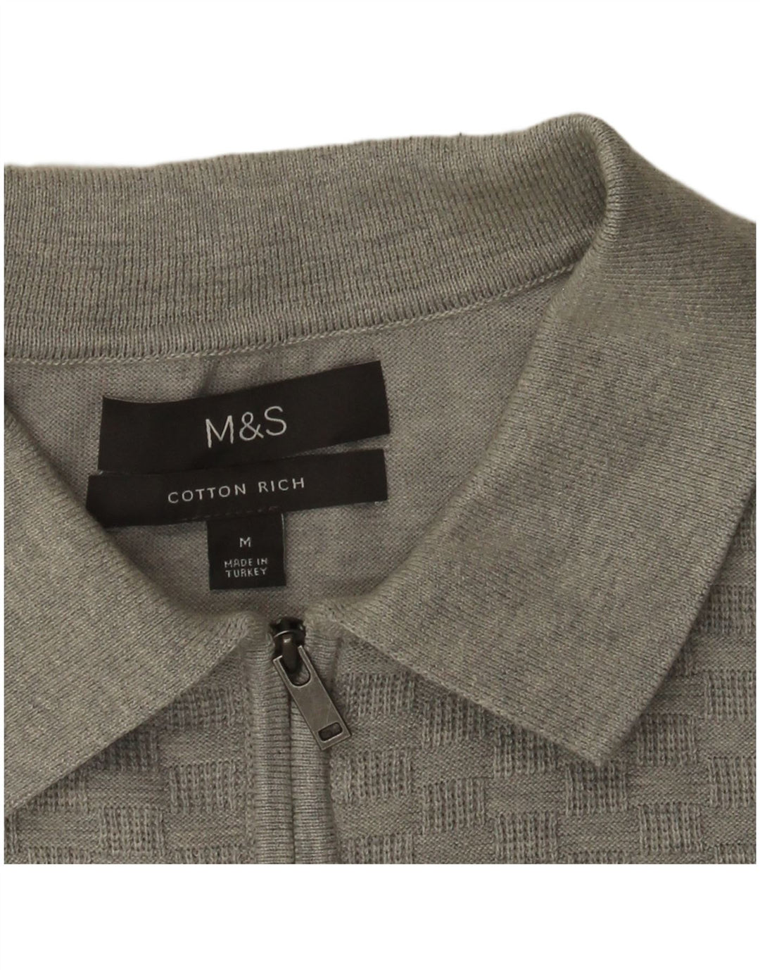 Marks & Spencer Jersey De Cuello Polo Para Hombre De Algodón Geométrico Gris Medio