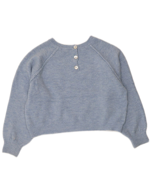 Zara Mujer Crop Boat Neck Jumper Sweater UK 46 Grande Acrílico Azul