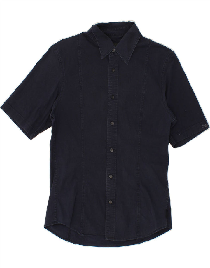 CALVIN KLEIN JEANS Mens Short Sleeve Shirt Medium Navy Blue Cotton Vintage Calvin Klein Jeans and Second-Hand Calvin Klein Jeans from Messina Hembry 