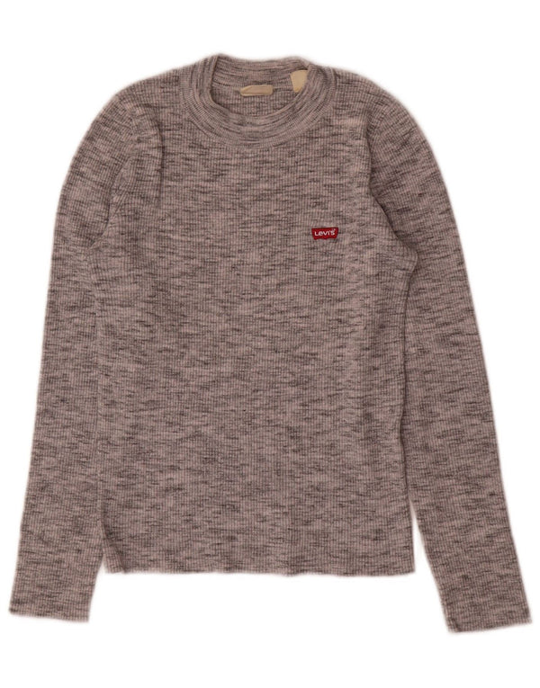 Levi's Suéter tipo jersey con cuello alto para mujer UK 8 Small Grey Moteado