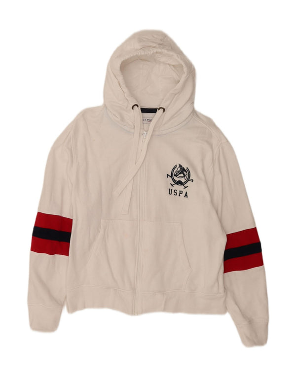 Asociación de Polo de EE. UU. Suéter con capucha y cremallera para mujer UK 40 Medium White Colourblock