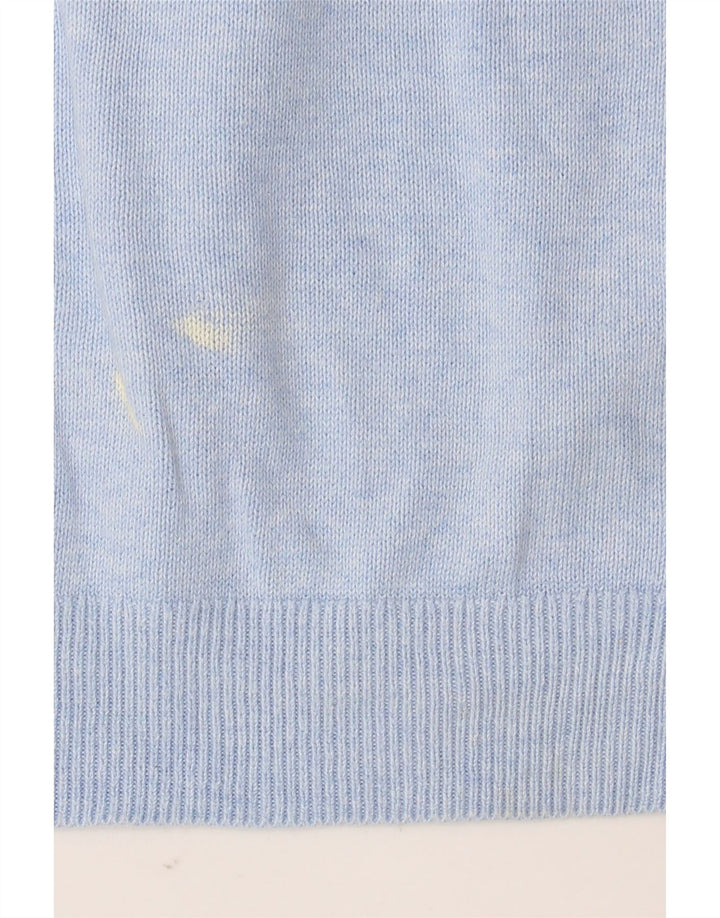 Marks & Spencer Jersey con cuello en V para hombre, talla grande, algodón azul