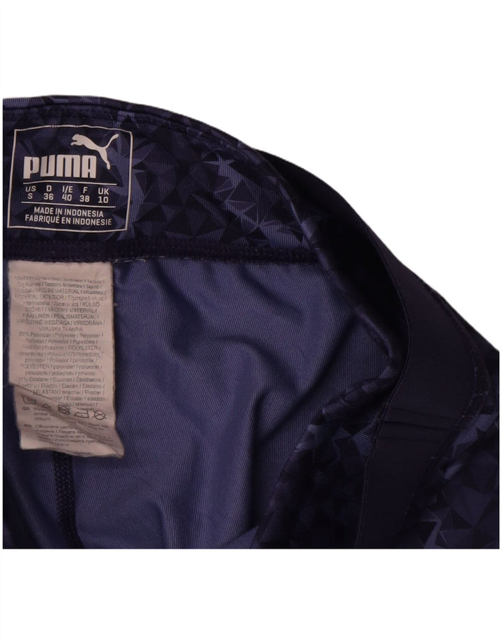 Puma Leggings Capri para Mujer UK 10 Small Azul Marino Geométrico Poliéster