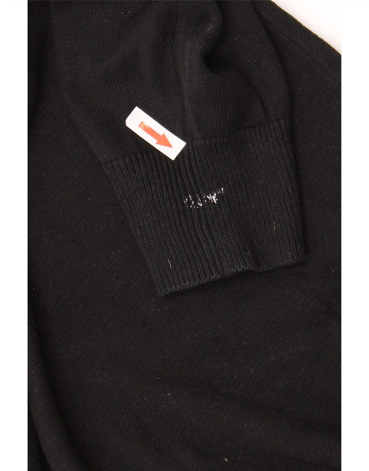 Lyle & Scott Jersey con cuello y cremallera para hombre, talla grande, algodón negro